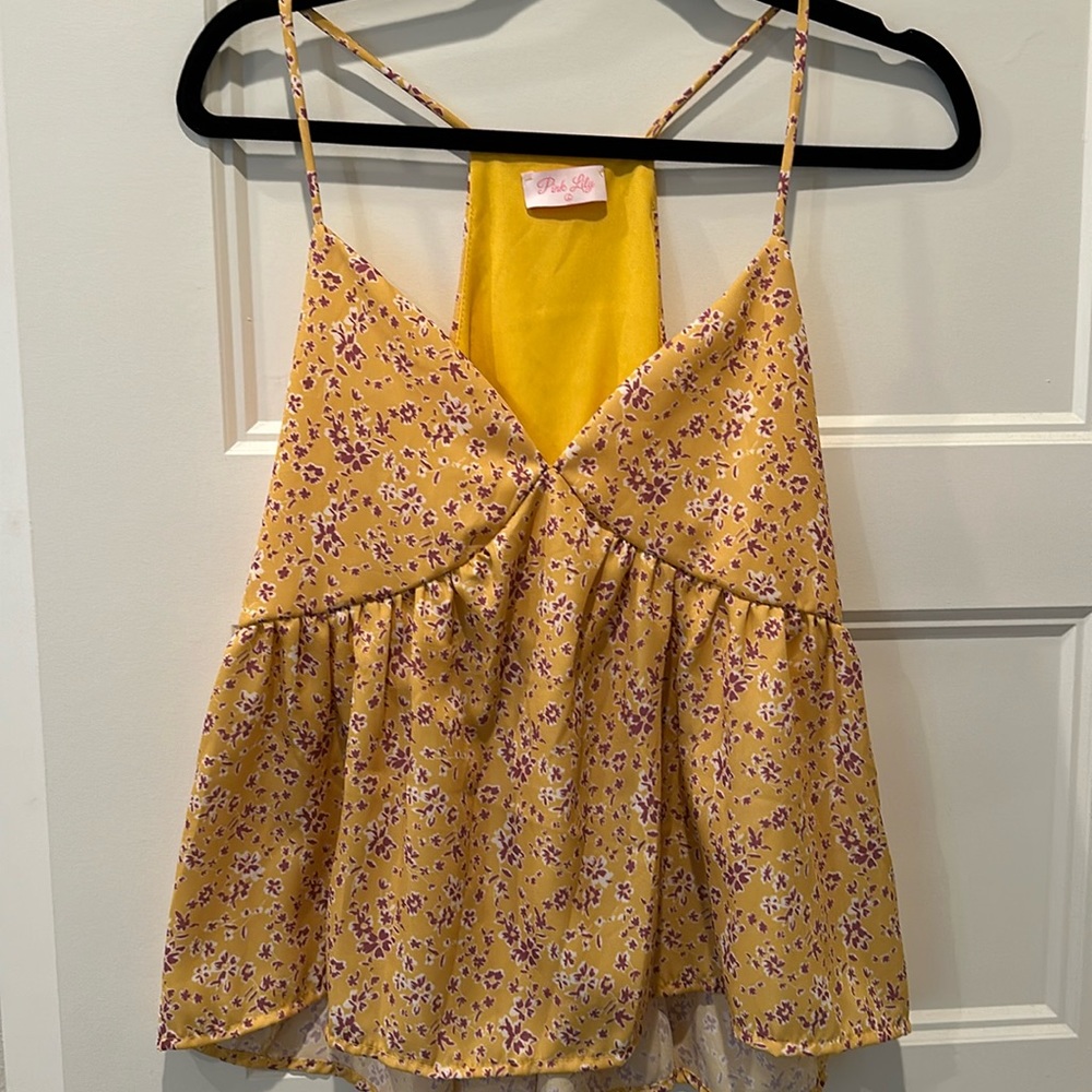 Pink Lily floral flowy summer top